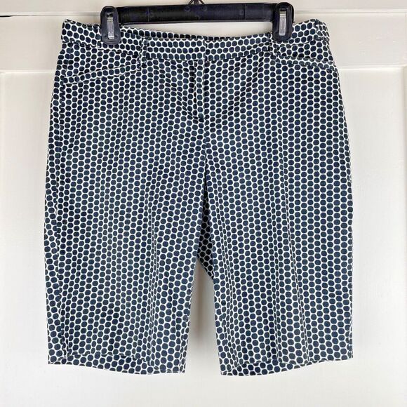 LAUNDRY Shelli Segal Bermuda Shorts Women's Size 8 Black / White Circles Stretch - Picture 3 of 16